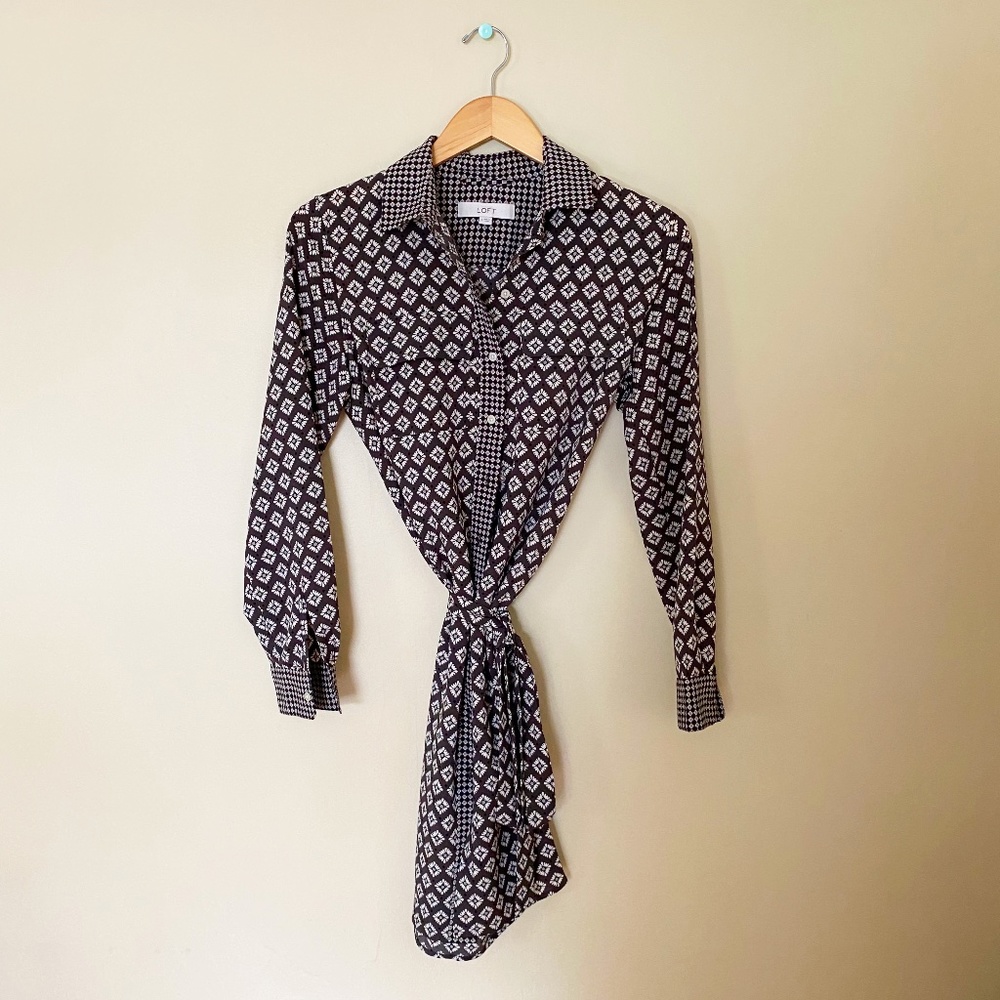 LOFT Mixprint Shirtdress